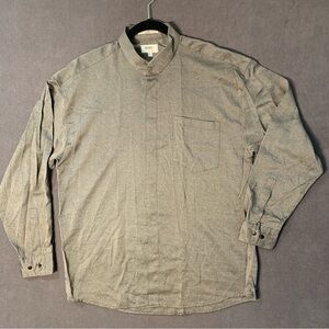 Vintage Pavo by Estrada Shirt L 16-16.5 Gray Banded Collar Mandarin Stand High